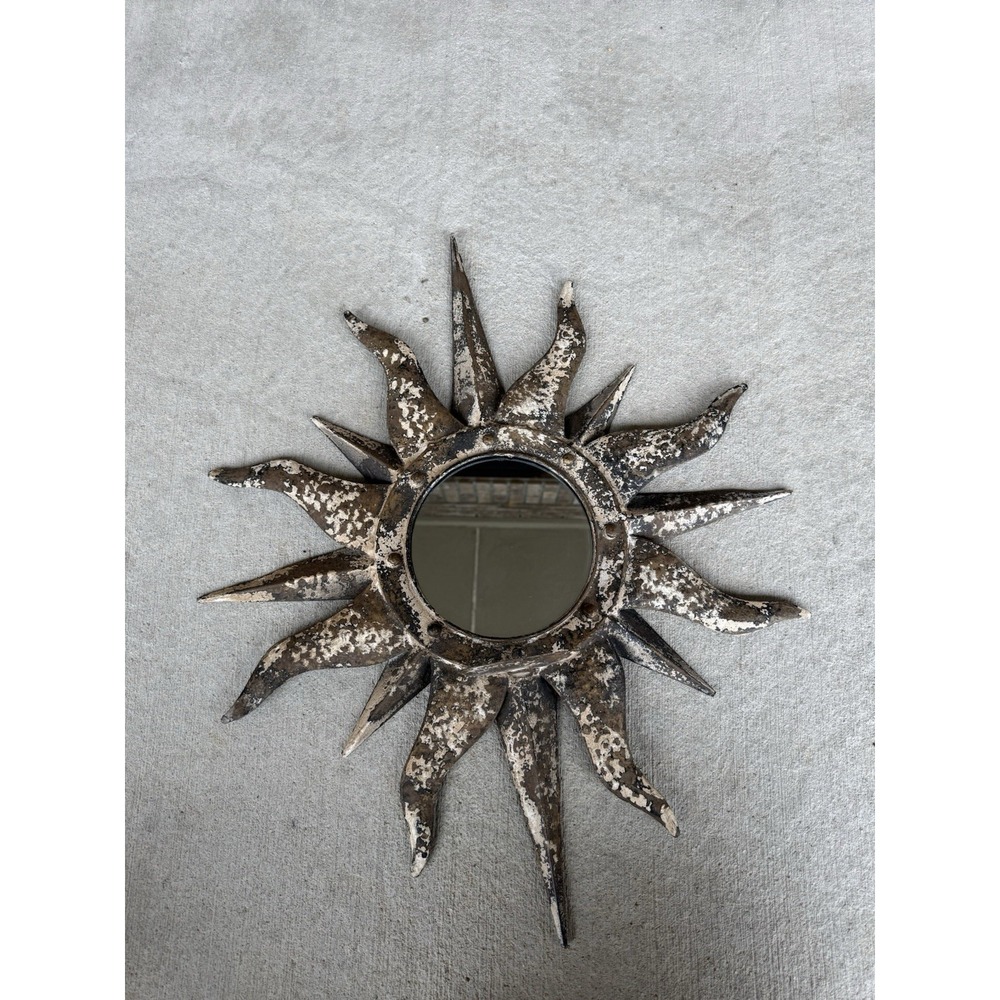 Vintage Y2k Metal Celestial Sunburst Mirror Candle Holder Bohemian 22" Tall!